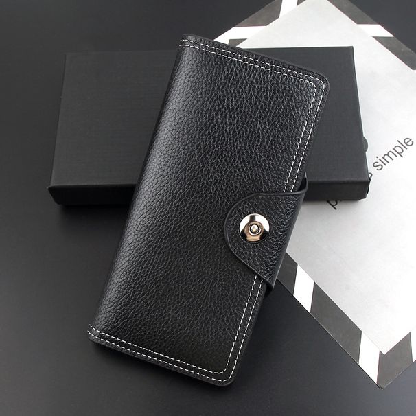 Men's Long Wallet With Magnetic Clasp, Business Fashion Trend, Solid Color, Multiple Card Slots, Daily Matching, Dollar_voghion.com