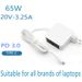 Chargeur universel USB-C PD 3.0 65 W pour ordinateur portable - Adaptateur secteur UE 20 V 3,25 A compatible avec ASUS/Dell/HP/Acer/Lenovo et autres ordinateurs portables_voghion.com