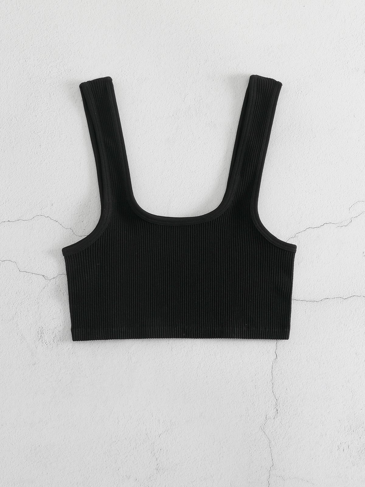 Neue kurze Yogaweste mit quadratischem Kragen aus Nylon für Sport und Fitness, hohe Elastizität und bequemer einlagiger BH_voghion.com