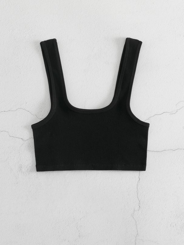 Neue kurze Yogaweste mit quadratischem Kragen aus Nylon für Sport und Fitness, hohe Elastizität und bequemer einlagiger BH_voghion.com