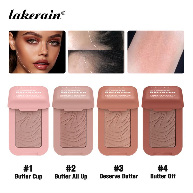 Lakerain Butter Bronzer Powder – Aufbaubares, natürliches Konturpuder für Wangen, Nase und Haaransatz, wasserfest und verblendbar (#1/#2/#3/#4, 5 g)​_voghion.com