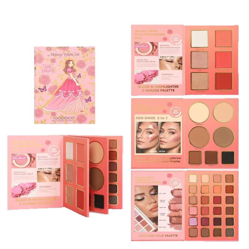 Paleta de maquillaje de 37 colores: sombras de ojos mate y brillantes, rubor e iluminador (diseño de 3 páginas, todo en uno, ideal para viajes, vegana y sin crueldad animal)_voghion.com