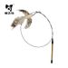 Toy Pet Cat Wand Feather Teaser Rod Set Burlap Bird Replacement Head Catnip_voghion.com