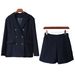 Women's Striped Suit Shorts Suit Loose Commuting Suit + Half-length Pants and Skirt Two-piece Set_voghion.com