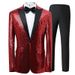 Elegant Stage Performance Suit With Glitter Lapel - Slim Fit Tuxedo For Wedding, Nightclub, Host & Groom_voghion.com