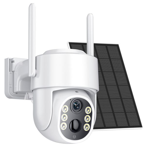 Telecamera di sicurezza solare Wi-Fi per esterni - PTZ con vista a 360°, basso consumo energetico, batteria ricaricabile, resistente alle intemperie, visione notturna, rilevamento del movimento_voghion.com