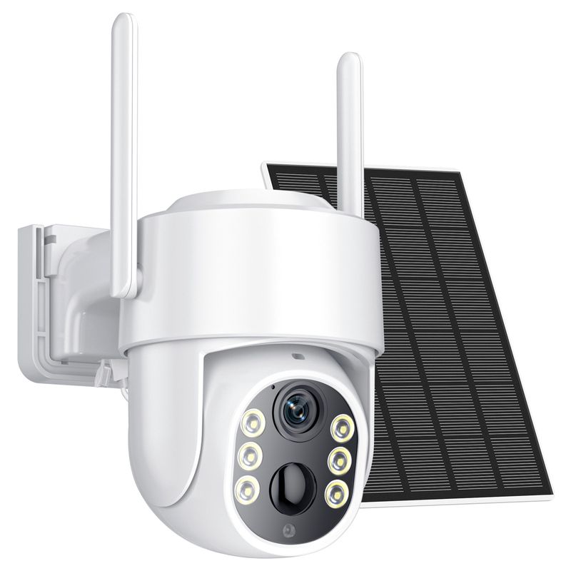 Solar Security Camera WiFi Outdoor - PTZ 360° View Low Power Consumption Rechargeable Battery Weatherproof Night Vision Motion Detection_voghion.com