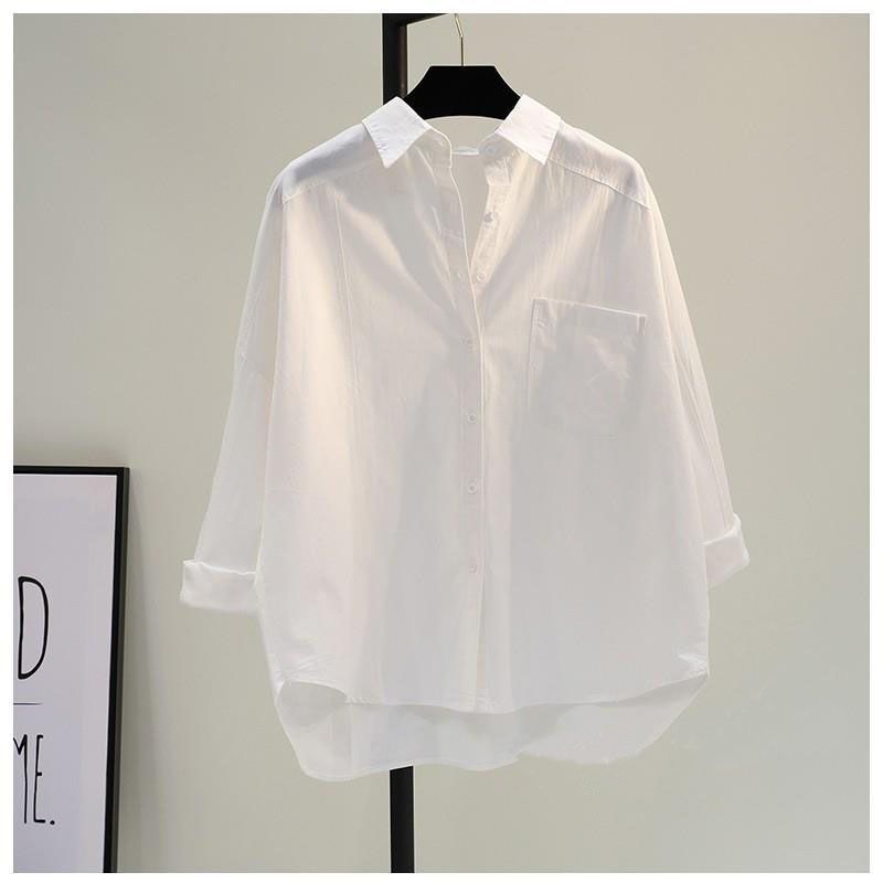 Camicia casual da donna in cotone a maniche lunghe - Vestibilità rilassata, comoda ed elegante con tasca frontale (disponibili diversi colori e taglie)_voghion.com