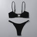 Damenbekleidung Zweiteiliger Badeanzug für Damen, einfarbig, Hosenträger, sexy Tanga-Bikini-Badeanzug_voghion.com