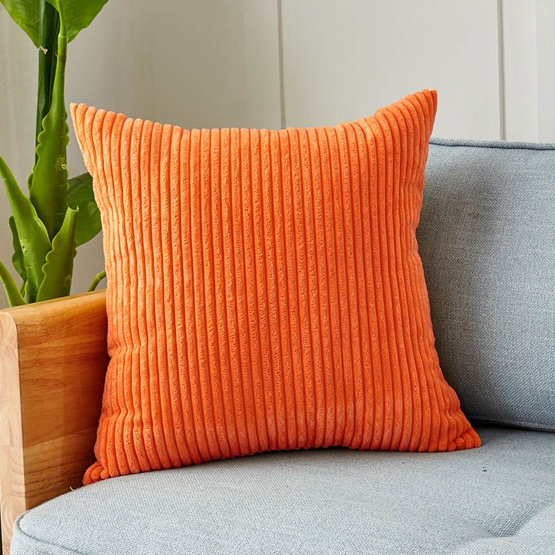 Orange Cushion Covers Super-Soft Striped Velvet Corduroy Home Decor Pillow 30x50cm 45x45cm Nordic Cover For Sofa Pillow Case_voghion.com