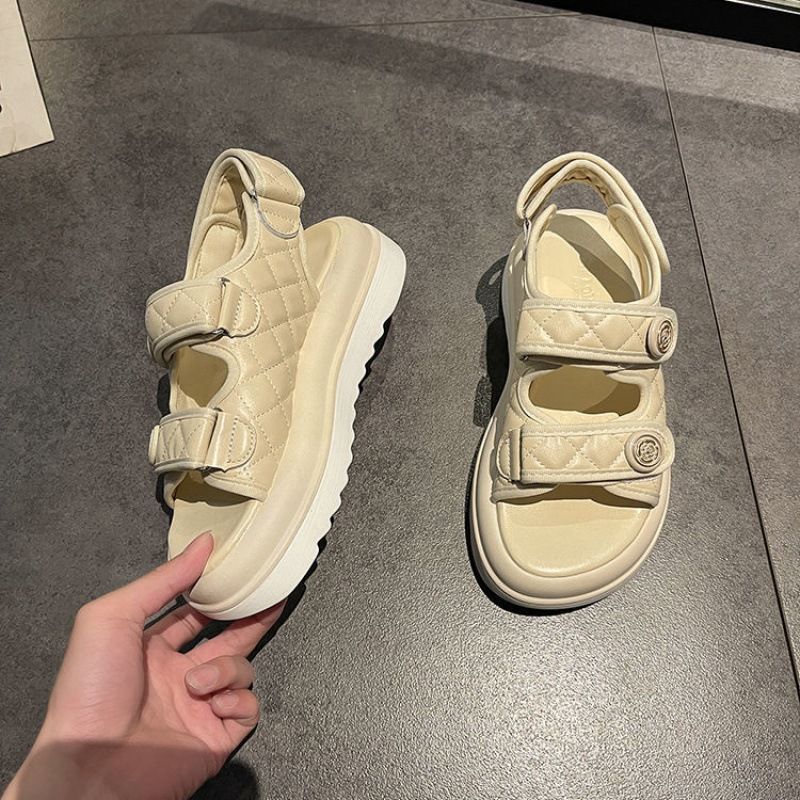 Favorite Type~Sport Sandal For Women 2024 Summer New Style Height Increae One Day Velcro Sand Thick Bottom Beach_voghion.com