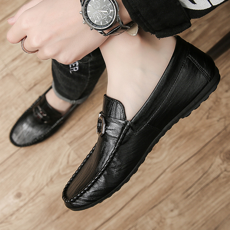Men’s Shoes New Summer Breathable Trendy Korean Leather Shoes For Men, Fashionable And Versatile, Casual And Versatile Lazy Men's Shoes_voghion.com