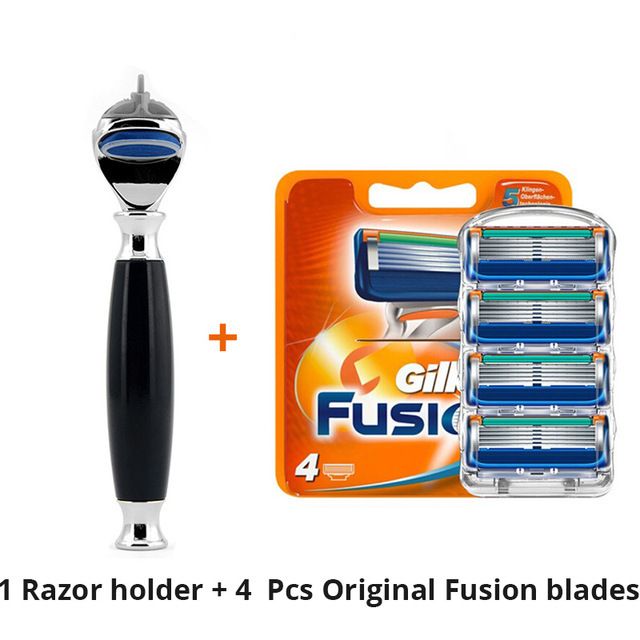 Raséierapparat fir Männer, Raséierhalter aus Holz, Barbier Hoer Baart Rasur, manuell Raséiergrëff, kompatibel mat Fusion 5 Schichten Raséierklingen_voghion.com