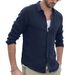cardigan con colletto rialzato retrò da uomo nuova camicia casual in cotone e lino tinta unita camicia maschile camicia maschile_voghion.com