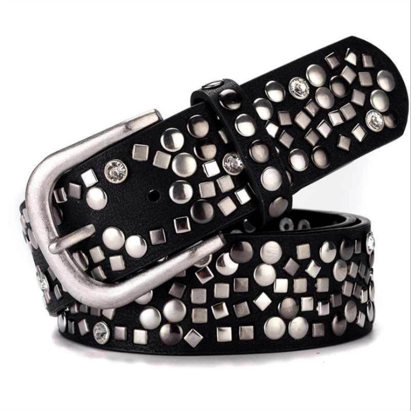 HOT BOKADIAO Belt Fashion Punk Pin Buckle Vintage Rivets Lady's Original Leather Belts For Women Jeans Waistband Female_voghion.com