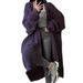Women's Oversized Long Cardigan – Lightweight Open-Front Knit Sweater (Black/Crimson/Grey/Violet, S-XL)_voghion.com