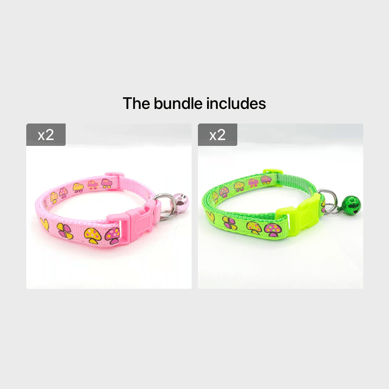 Adjustable Pet Collar With Cute Mushroom Print And Bell - Stylish And Comfortable For Dogs_voghion.com