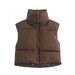 Abbigliamento donna primavera e autunno nuovo gilet imbottito in cotone con cerniera gilet con collo alto_voghion.com