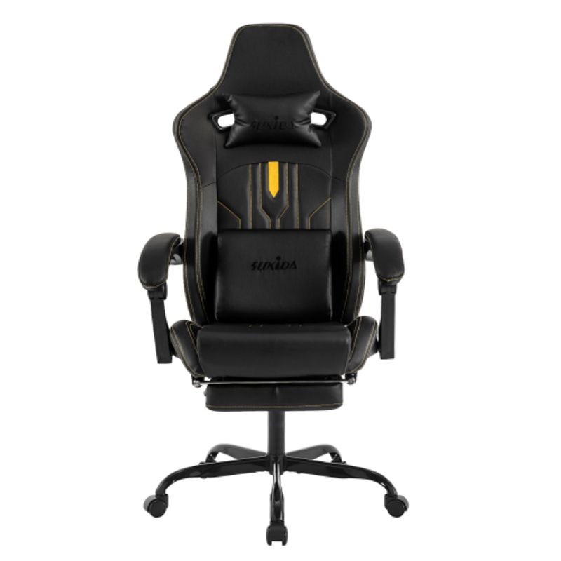 Sedia da gioco ergonomica con funzione reclinabile, poggiatesta regolabile e supporto lombare, girevole a 360°, poggiapiedi, capacità di carico di 330 libbre, per ufficio/gioco_voghion.com
