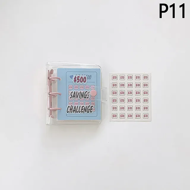 PVC $1000 Money Challenge Button Closure Mini Budget Binder Envelope Savings Challenges Book Durable Portable_voghion.com
