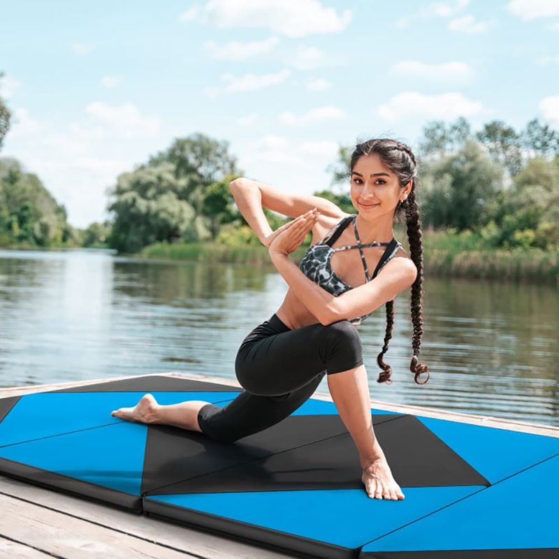 8 Feet PU Leather Folding Gymnastics Mat With Hook And Loop Fasteners_voghion.com