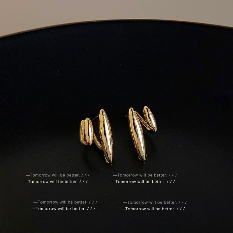 Damenschmuck Kleines Design Doppelblatt-Ohrringe Einfaches Temperament Kalter Stil Ohrringe Modische High-End-Sinn Alle Match Ohrringe_voghion.com