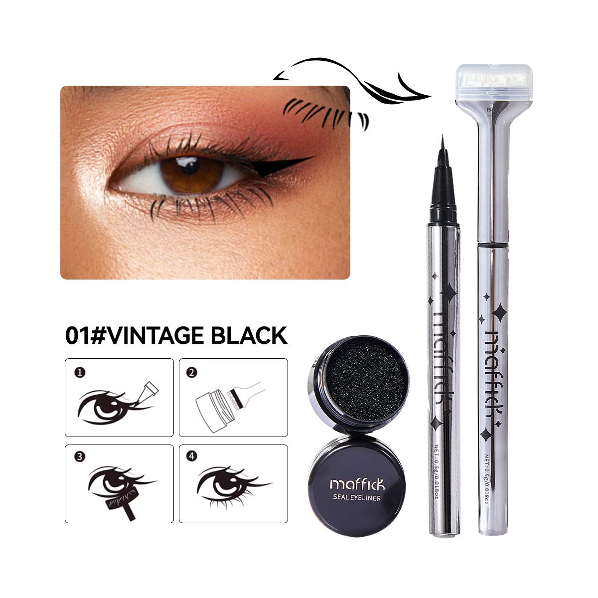 Augenbrauen-Enhancer MAFFICK Lazy Lower Eyelash Seal Eyeliner, wasserfest und schweißfest, Kombinationspackung, verblasst nicht, zwei in einem_voghion.com