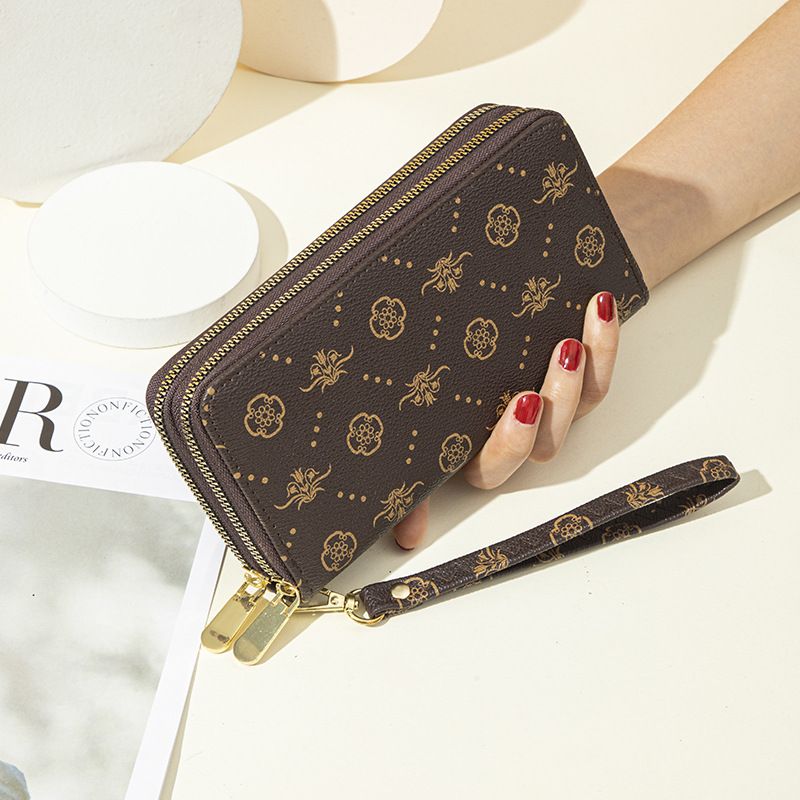 Damen-Geldbörse, Kartenetui, Doppelreißverschluss, Clutch-Tasche, bedruckte Geldbörse, lange Damen-Geldbörse mit großer Kapazität, doppellagige Geldbörse, Handytasche_voghion.com