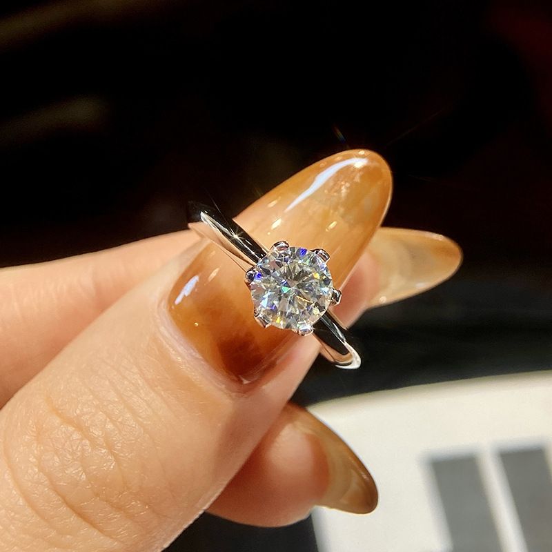 Moissanite 2 Karat D Farbe Vorschlag Diamant Mode S Silber Klassische Sechs-Zinke Elegante Ring_voghion.com