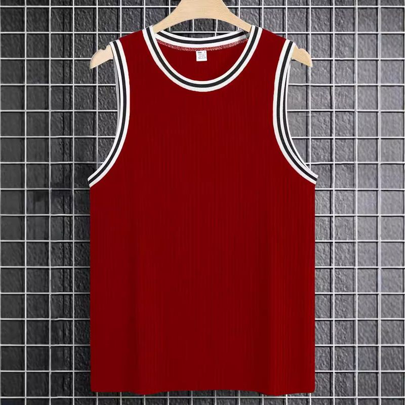Gilet d'été en tricot à rayures verticales pour homme, gilet slim de sport en forme de I, couleur assortie_voghion.com