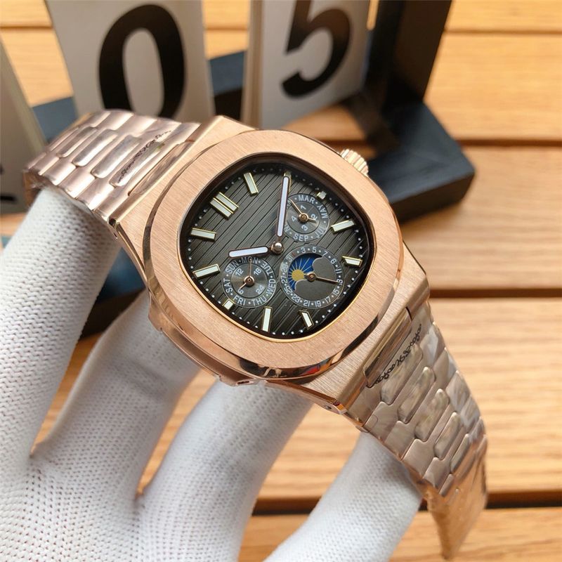 Nautilus Multi Functional Steel Band Mechanical Waterproof Men's Watch_voghion.com