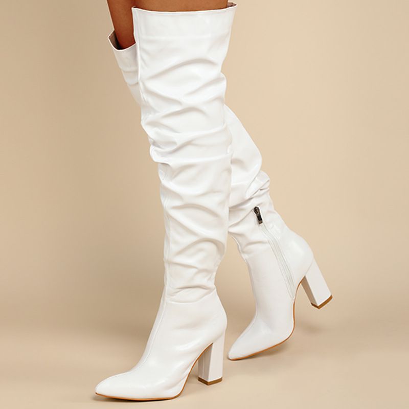 Women's Shoes Autumn And Winter Thick Heel High Heels Fashionable Side Zipper Women's Boots High Boots Foreign Trade Large Size Long Term_voghion.com
