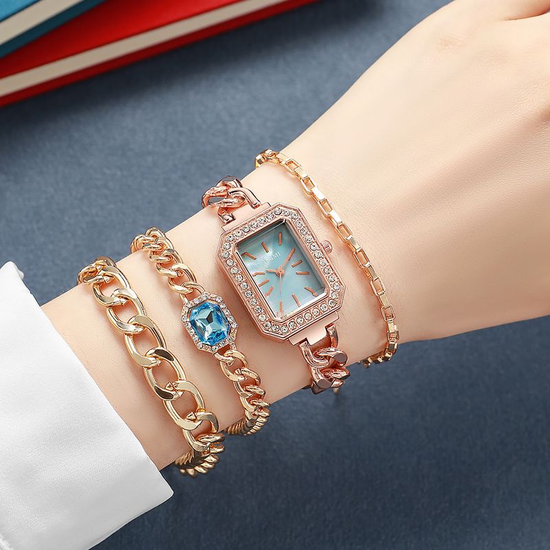 ins stile orologio da polso quadrato semplice retrò orologio da donna con diamanti studente moda piccolo orologio bracciale set_voghion.com