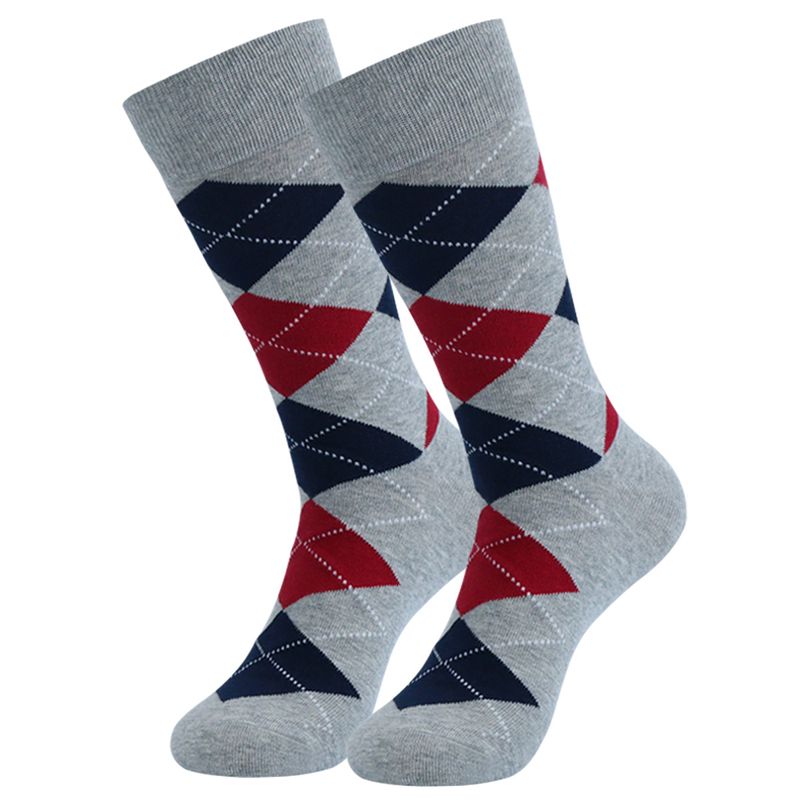Men's Socks Large Size Striped Pure Black Business Cotton Socks_voghion.com