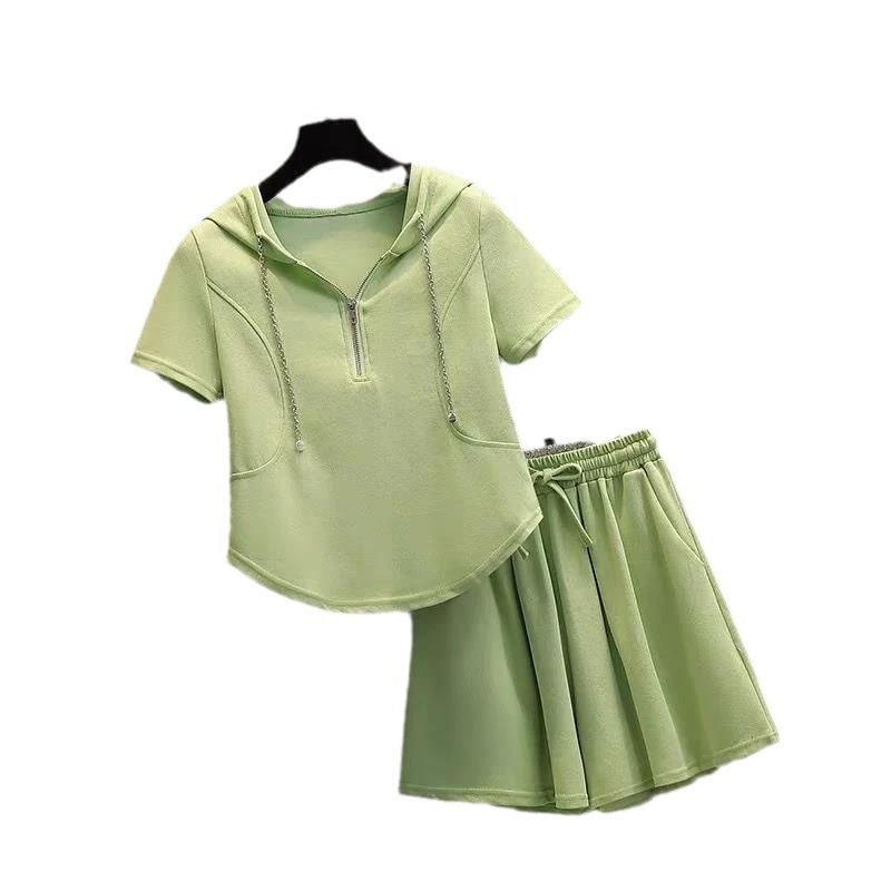 Audday Plus Size Women's Summer Outfit Loose Casual Sports Age-Reducing Two-Piece Slimming Cover-Up Skirt Pants Set For Women_voghion.com