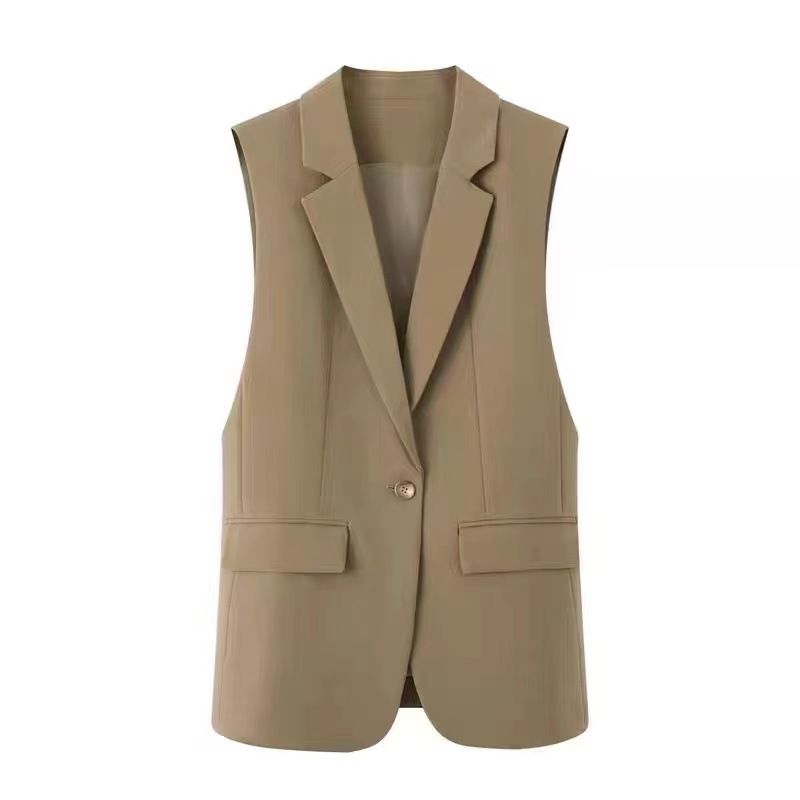 Abbigliamento da donna, nuovo gilet da completo, versatile, primavera e autunno, ampio, senza maniche, giacca da completo_voghion.com