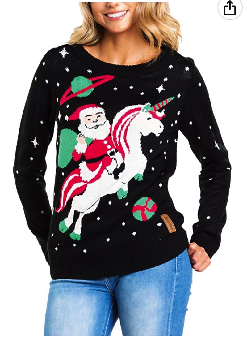 Damenpullover, lockerer Rundhalspullover, Weihnachtspullover, Winter, lockerer Cartoon-Jacquard_voghion.com