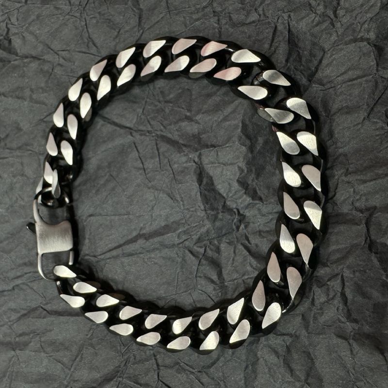 Titanium Steel Black Silver White Gold Dual Color Encrypted Precision Polished Four-Sided Grinding Unisex Trendy Cuban_voghion.com