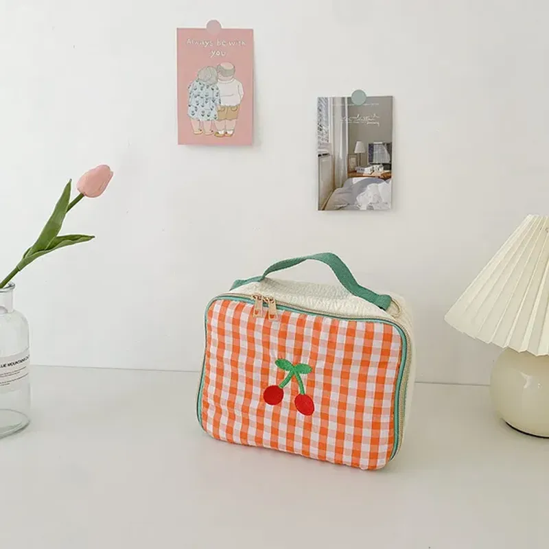 Sacs à dos Corée Enfants Sac à bandoulière Plaid Parent Enfant Fille Sac à main Coton léger Enfants Épaule Boîte à lunch 221203_voghion.com