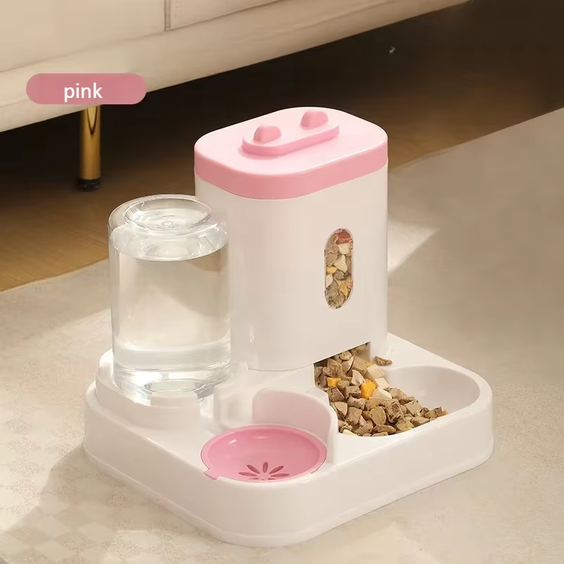 1pcs Automatic Feeder Cat Dog Food Bowl With Water Fountain Pet Large Capacity Raised Stand Dish Bowl For Cat Drinker Accessories_voghion.com