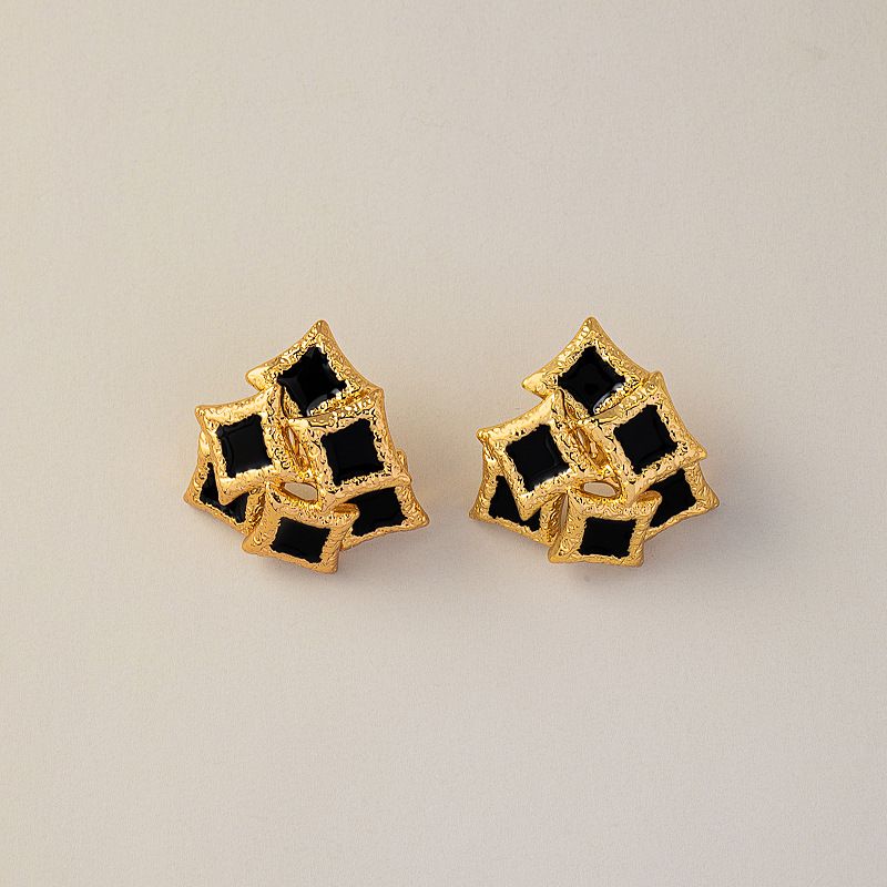 Orecchini a bottone in argento con aghi in stile francese vintage - Design leggero e lussuoso con diamanti e smalto | Semplici accessori per le orecchie alla moda per le donne_voghion.com