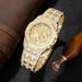 Men's luxury stainless steel gold bracelet, hip-hop diamond, large dial, business, quartz watch, fashionable_voghion.com
