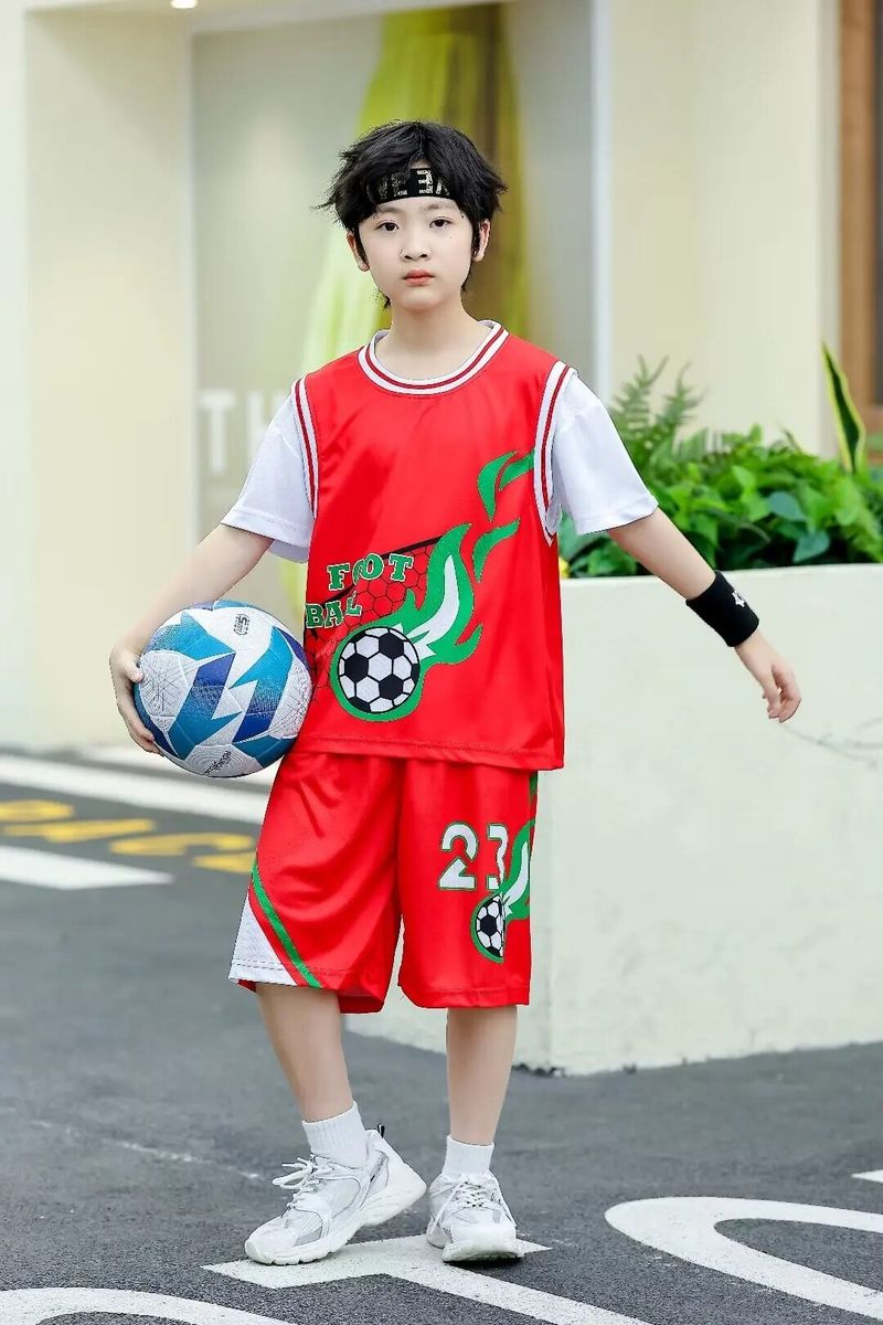 Children's clothing suit quick-drying sweat-absorbent boys girls Basketball Jerseys Fake two-piece uniform kit primary_voghion.com