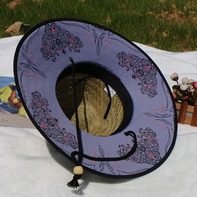 Hollow straw hand-woven large brimmed visor Fishing hat travel seaside holiday straw hat_voghion.com