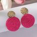 Dopamine Colorful Raffia Round Woven Sweet Elegant High-end Earrings Jewelry For Women_voghion.com