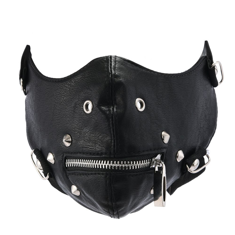 Maschera da uomo punk con cerniera in pelle per feste di carnevale, nuova_voghion.com
