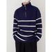 Maglione a righe con cerniera a collo alto e mezza lunghezza, da uomo, autunno e inverno_voghion.com