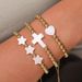 Shell Love Five Pointed Star Cross Bracelet Multi Layer Stackable Adjustable Braided Couple Friendship Bracelet Women_voghion.com