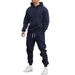 Men's Casual Hooded Sweatshirt & Jogger Set - Soft & Breathable Polyester Blend, Comfortable Two-Piece Outfit , Relaxed Fit For Gym, Running, Travel_voghion.com