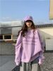 2024 version letter pullover hoodie for women in plus size, loose and versatile round neck top with ins as the_voghion.com